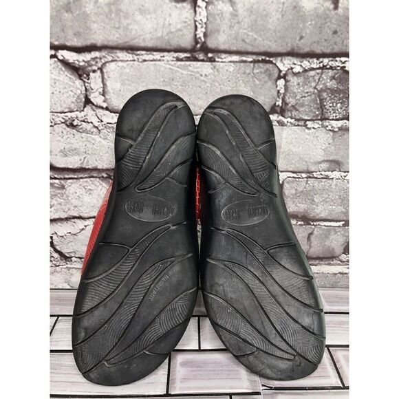 Helle Comfort Red Leather Croc Print Strap Wedge Sandals Women’s Sz 38EU/7.5M US - Picture 14 of 16